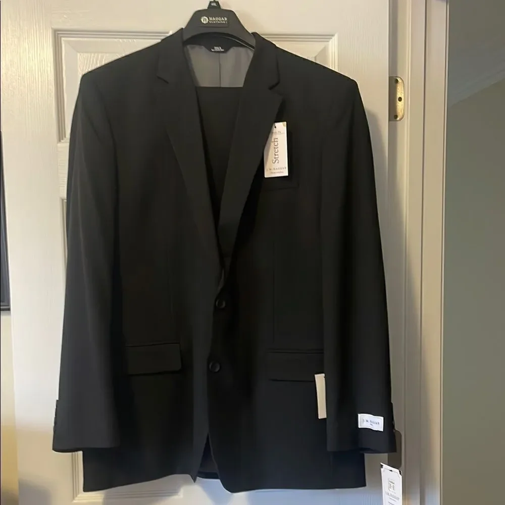 NEW J.M. Haggar Classic Fit Black Suit Coat and Trousers